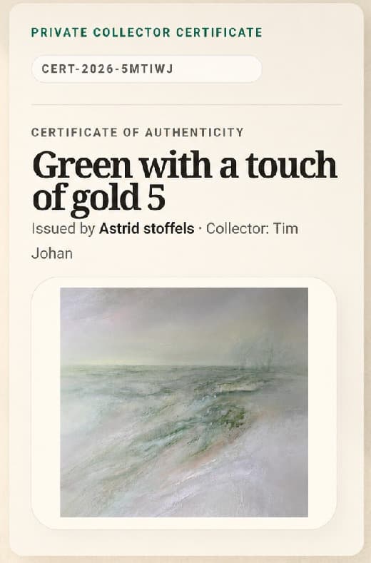 A private collector certificate issued for an artwork.